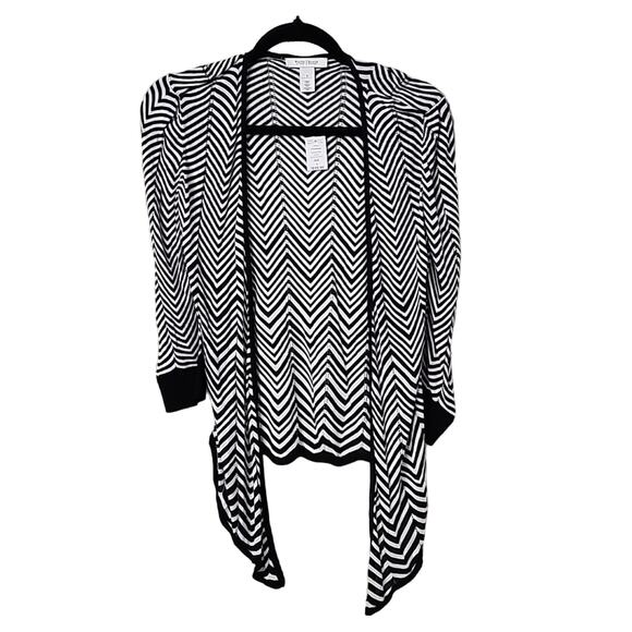 White House Black Market Quarter Sleeves Zip Zag Open Cardigan Womens Small NWT - Picture 1 of 9